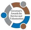 governors awards for service and volunteerism logo - 3 stylized people with arms linked in a circle